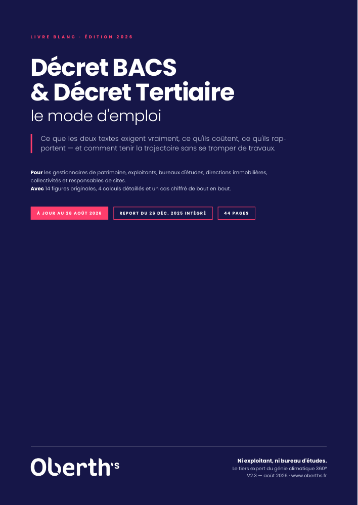 Couverture originale du livre blanc OBERTH’S : Décret BACS et Décret Tertiaire, le mode d’emploi, édition 2026